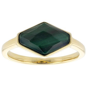 Malachite 18k Yellow Gold Over Sterling Silver Ring 2.64ct