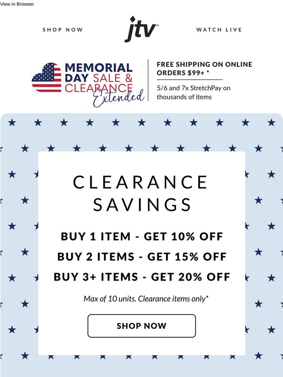 The more clearance you shop, the more you save!