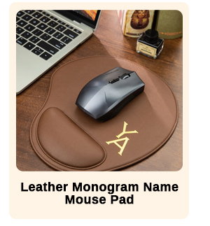 Leather Monogram Name Mouse Pad