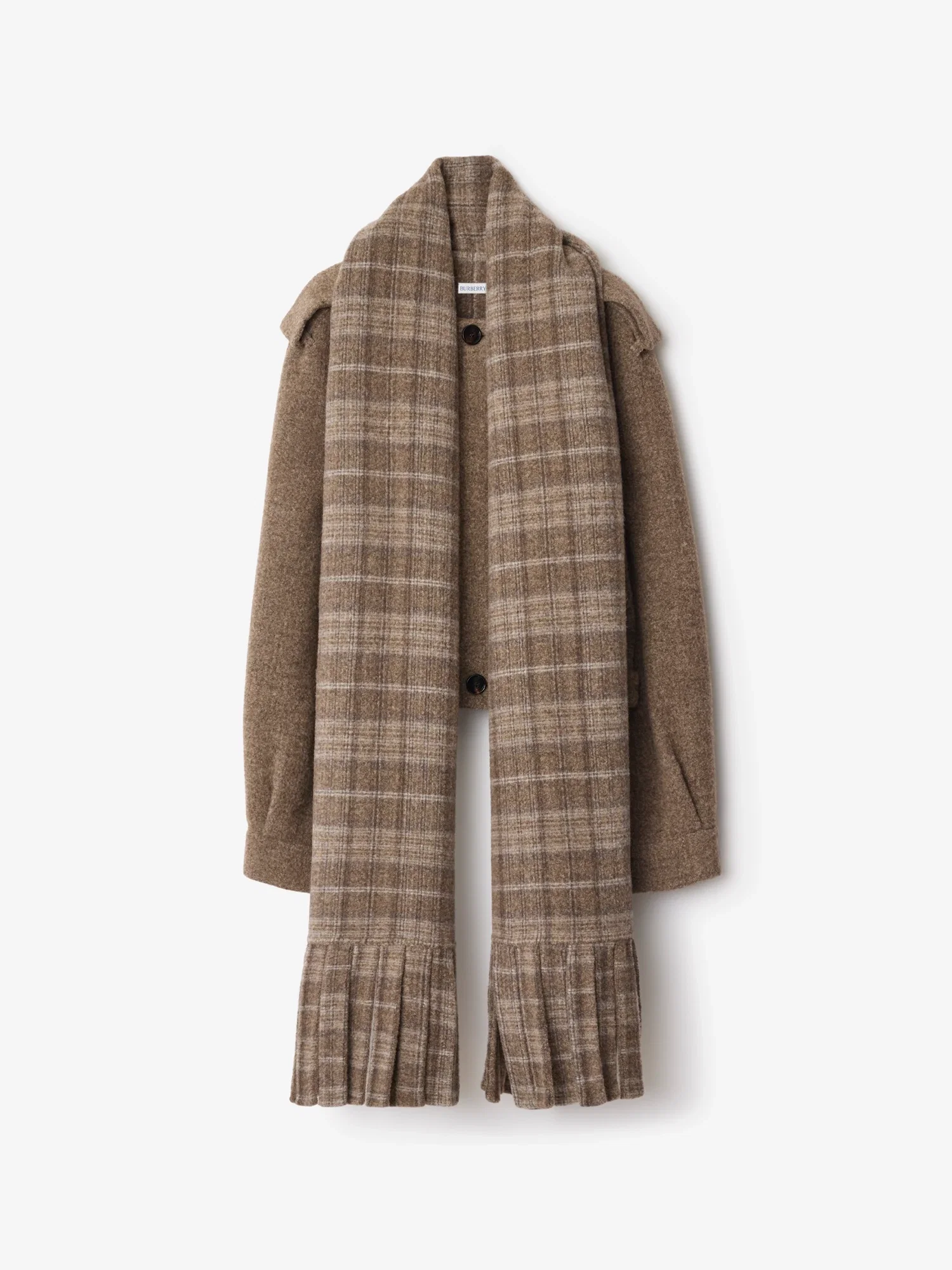 Detachable Scarf Wool Blend Jacket