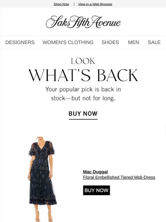 Your Mac Duggal item came back - shop while you can