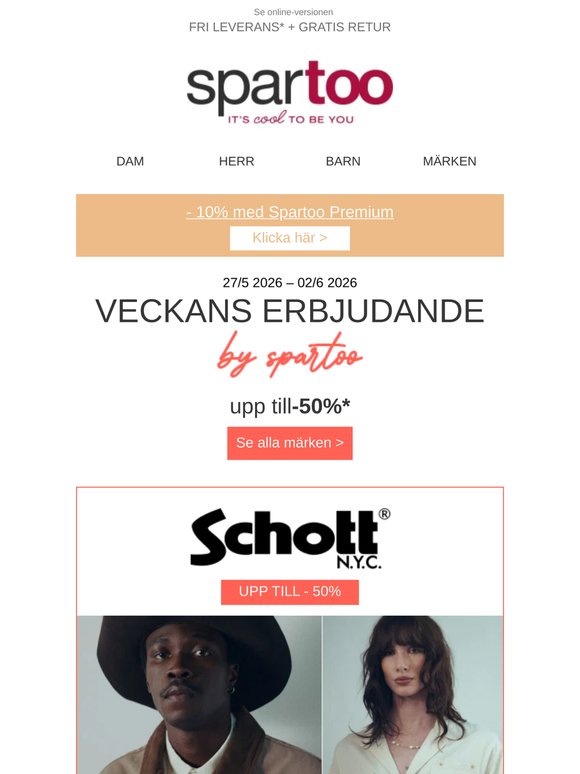 🔥 Skaffa dig själv något nytt! Upp till 50 % rabatt på Schott, Reebok Classic med fri frakt