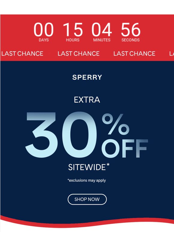Last chance for extra 30% off sitewide
