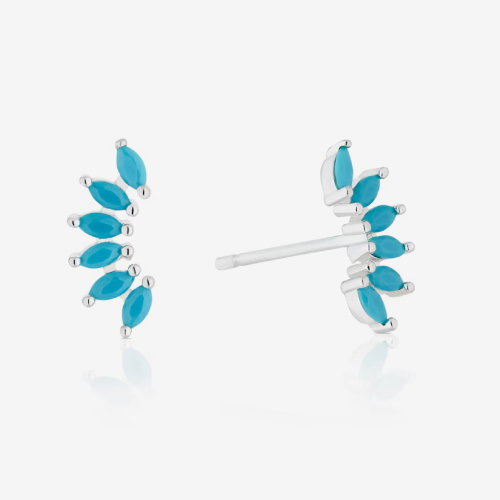 Sterling Silver Turquoise Coloured Marquise Stone Stud Earrings