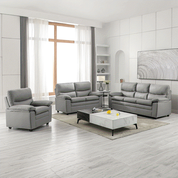 3tlg. Sofa-Set mit hoher Rückenlehne, ca. 202 x 82 x 92 cm - Grau