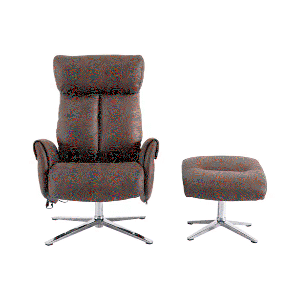 Elektrisch verstellbarer Relaxsessel mit Hocker, ca. 106,5 x 71,5 x 88 cm - Braun