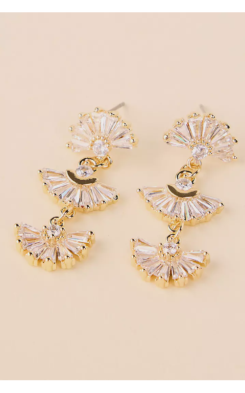 Cubic Zirconia Fan Drop Earrings