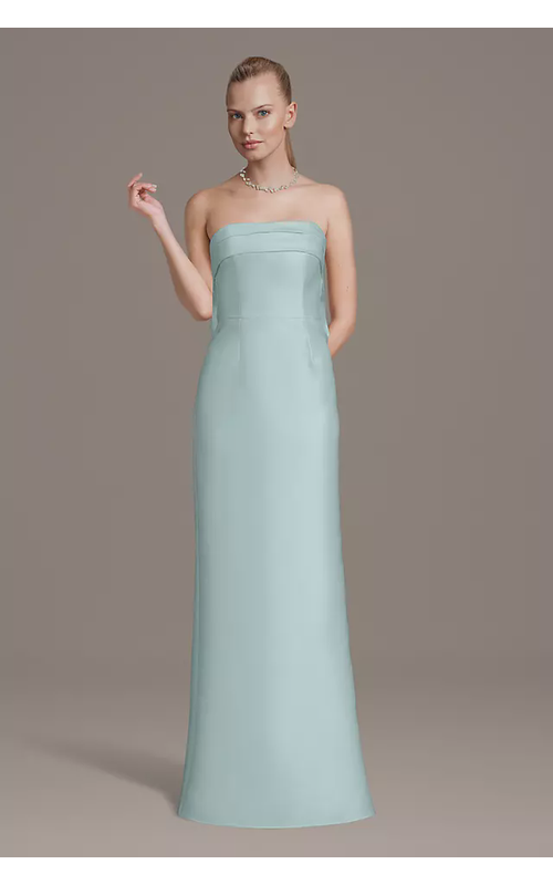 Strapless Mikado Fold Neck Sheath Dress
