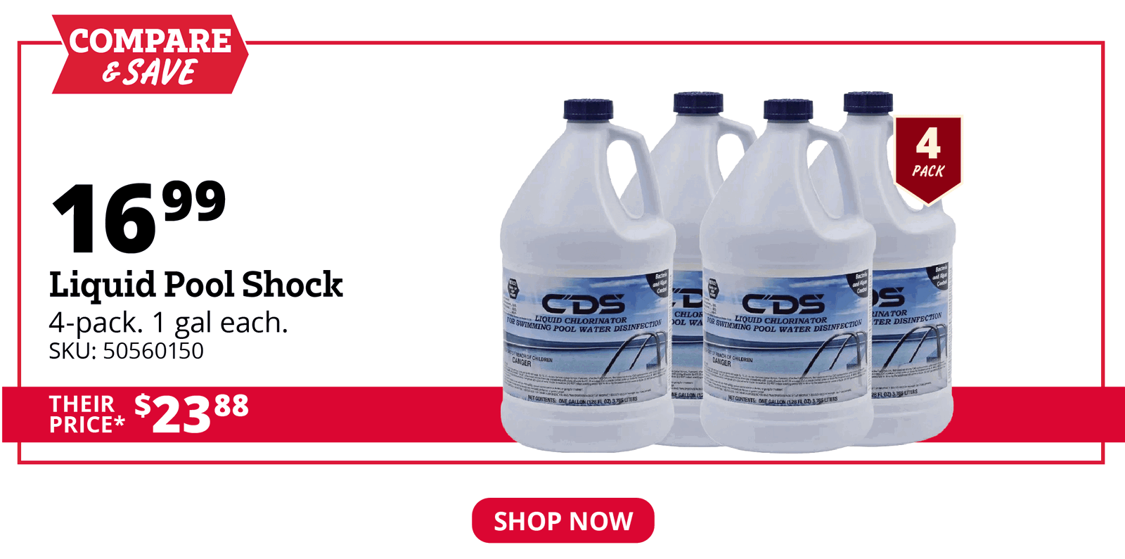 Liquid Pool Shock - 4 pack.