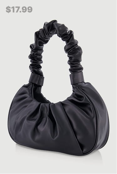 Shop Faux Leather Pleated Hobo Bag