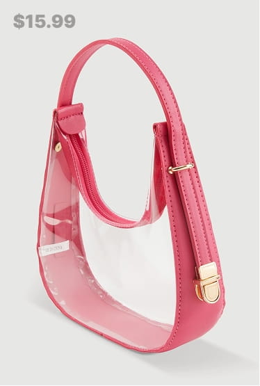 Shop Transparent Handbag with Contrast Trim