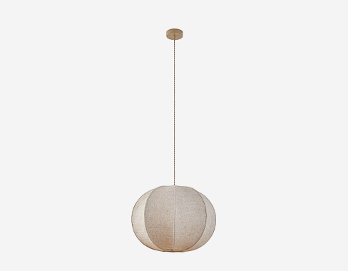 Lámpara colgante Lindby Elfie, Ø 47 cm, beige, lino, E27