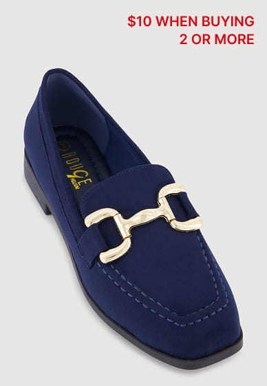 Shop Metallic Horsebit Faux Suede Square Toe Loafers