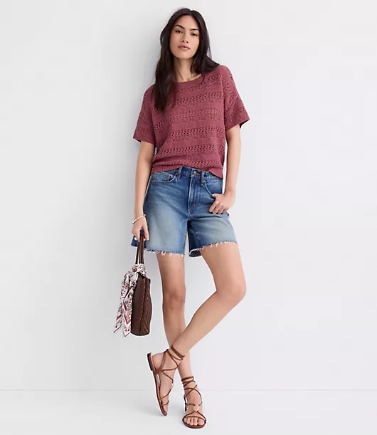 Pointelle Relaxed Sweater Tee