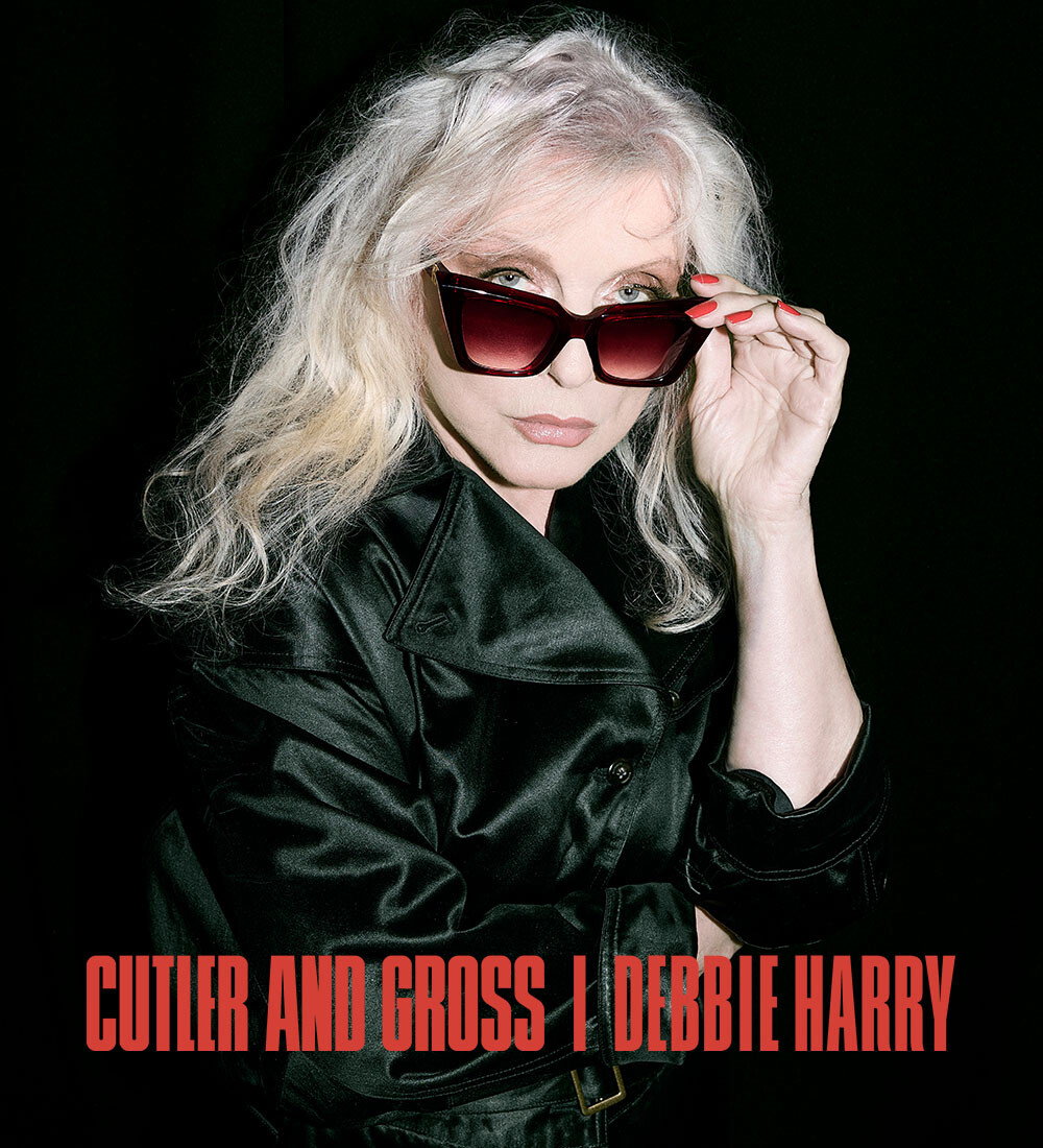 A campaign image featuring Debbie Harry wearing Valentina 002 Cat Eye Sunglass in Dark Havana