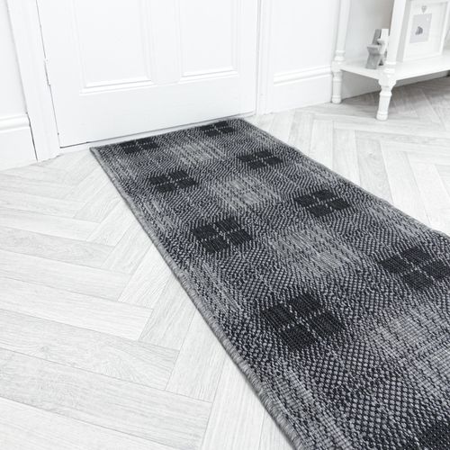 Plaid Black Hall Runner
