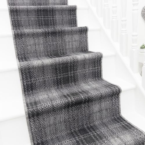 Plaid Black Stair Runner