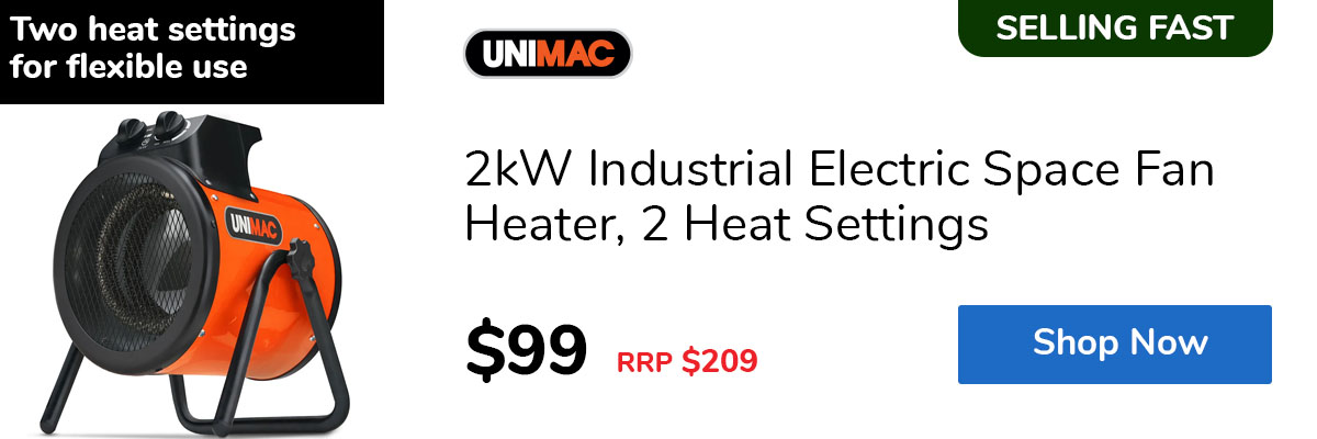 2kW Industrial Electric Space Fan Heater, 2 Heat Settings