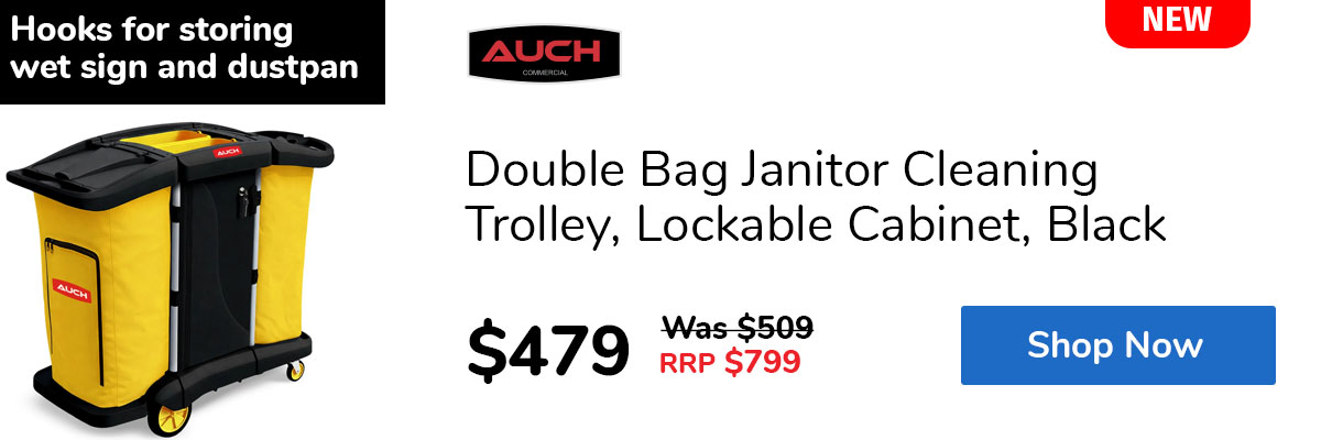 Double Bag Janitor Cleaning Trolley, Lockable Cabinet, Black