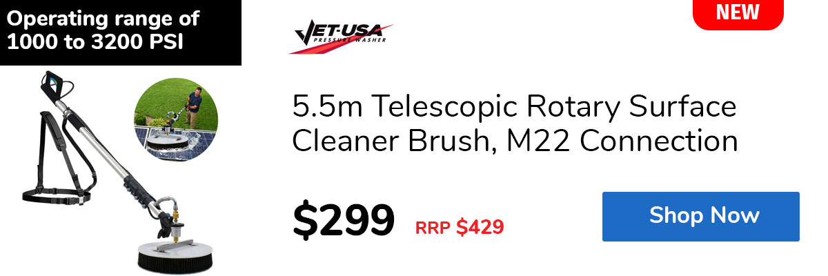 5.5m Telescopic Rotary Surface Cleaner Brush, M22 Connection