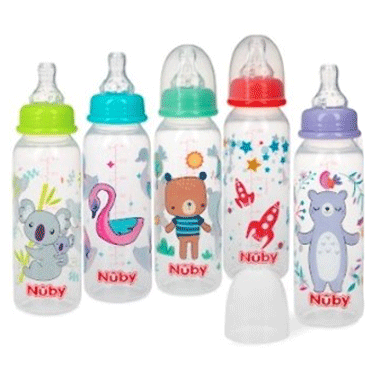 Nuby Non-Drip Baby Bottles - Assorted Prints, 8 oz