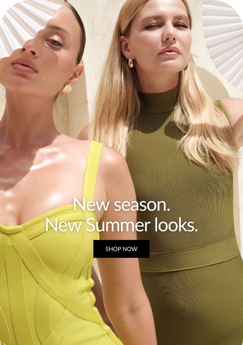 Two woman wearing summer dresses in green