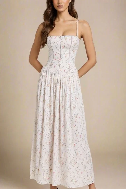 Tasmin Midi Dress - White Print