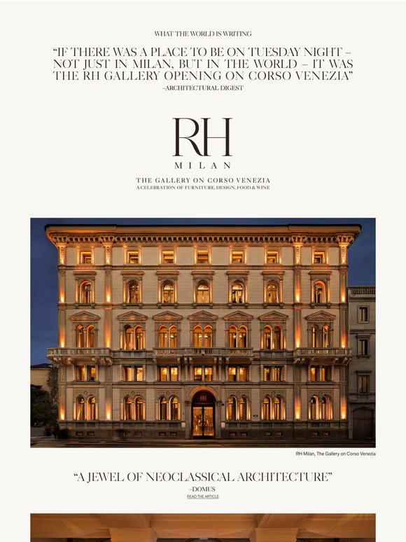 What the World Is Writing. Unveiling RH Milan, The Gallery on Corso Venezia.