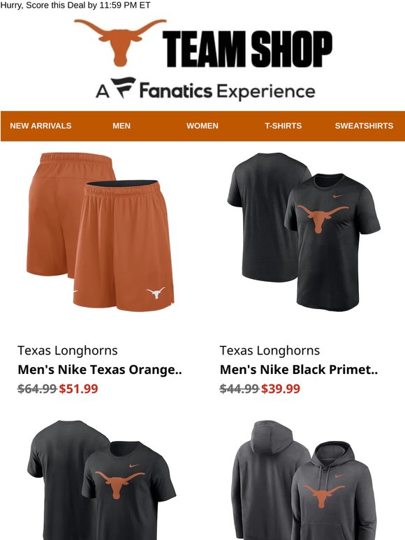 Final Call! 20% Off Nike Longhorns Gear