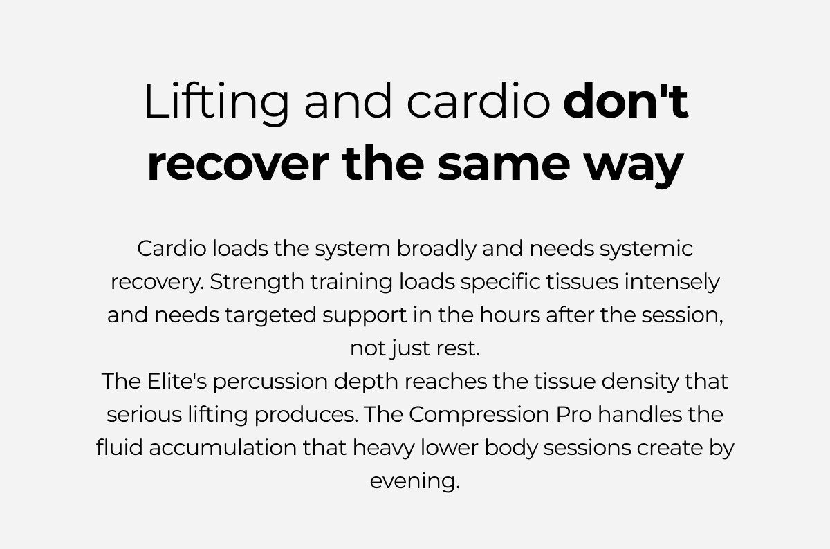 Lifting and cardio don't recover the same way