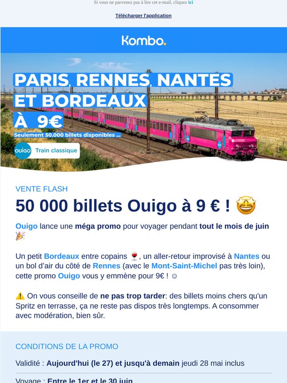 Jusqu'à demain : 50 000 billets Ouigo à 9€ 🤩