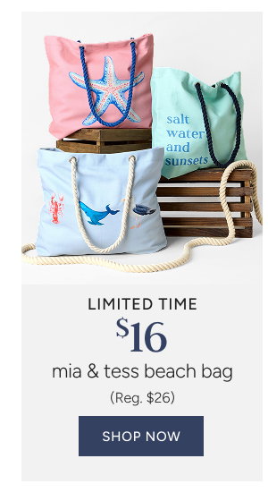 limited time $16 mia & tess beach bag (reg. $26)