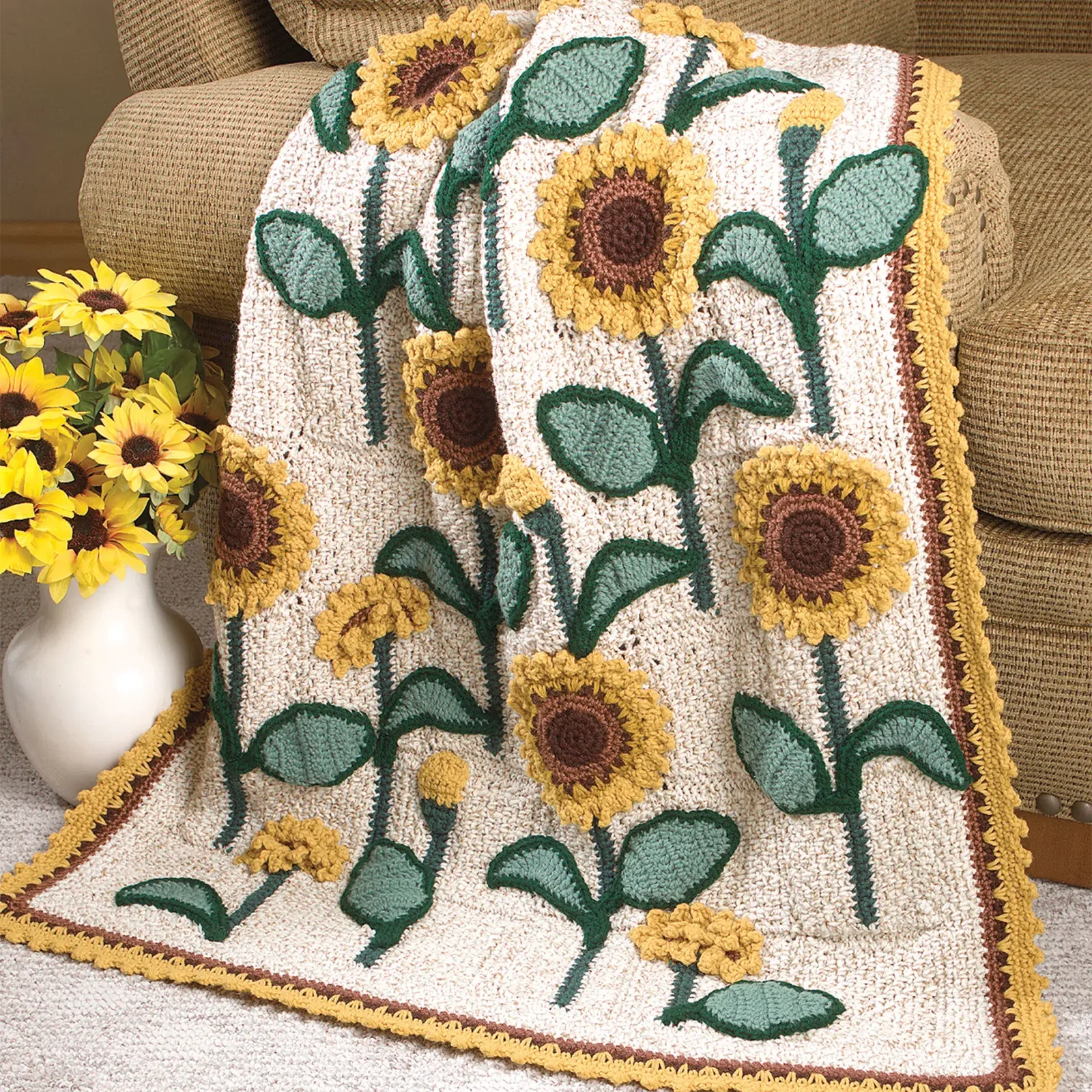 Sunflowers Lap Warmer Crochet Pattern - Digital Download