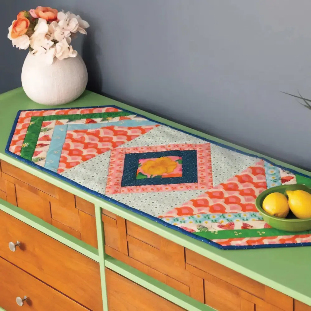 Morning Blend Table Runner Quilt-As-You-Go Pattern with Pre-Printed Batting
