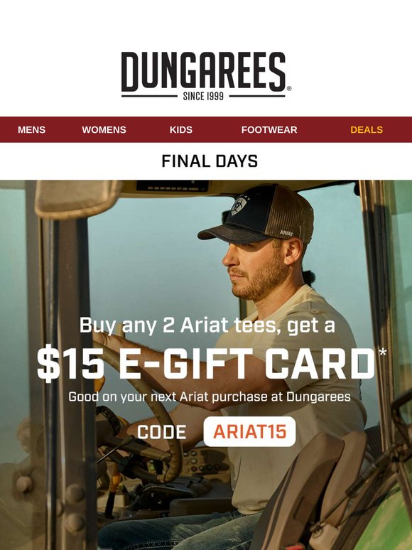 Code ARIAT15 Expires Soon