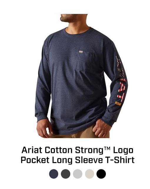 Ariat Cotton Strong Standard Logo Pocket Long Sleeve T-Shirt