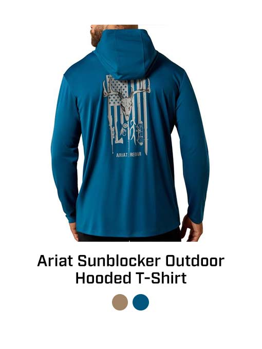 Ariat Sunblocker hooded long sleeve tee. 