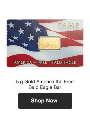 5 g Gold America the Free Bald Eagle Bar