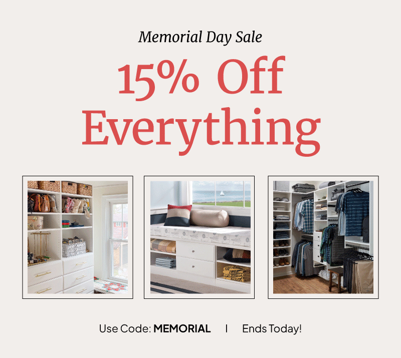 15% off everything Memorial Day Sale! Use code: MEMORIAL. Sale ends today!! 