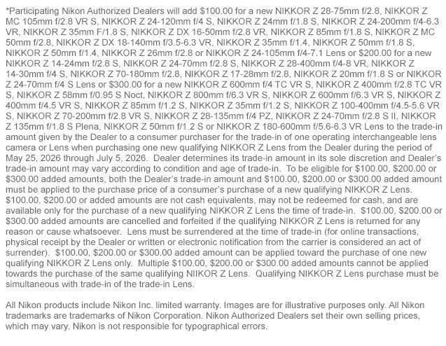 Shop the Nikon Lens Trade-Up Event