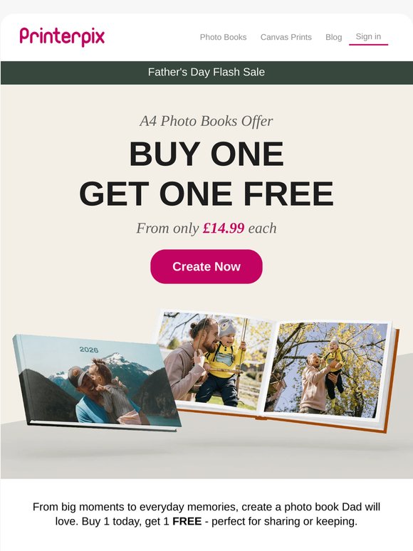 📚 Buy 1, Get 1 Free Father’s Day Photo Books