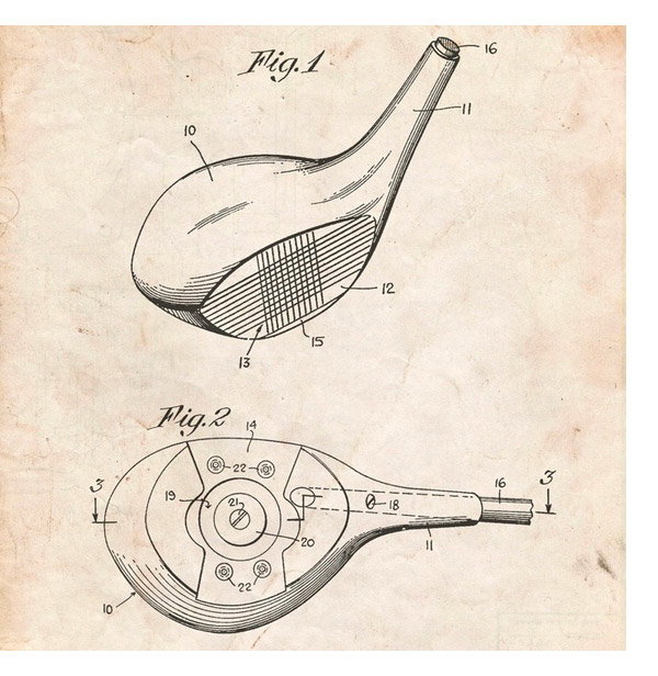 Vintage Parchment Spalding Golf Driver Patent Poster by Cole Borders 