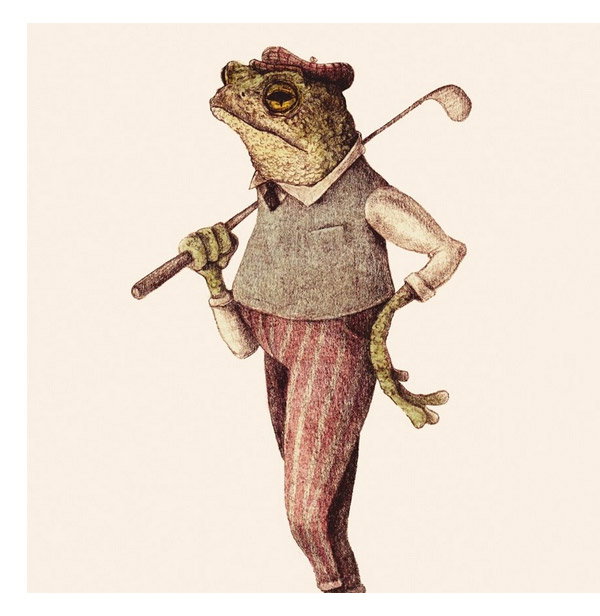 Frog In Vintage Golf Attire by Mike Koubou