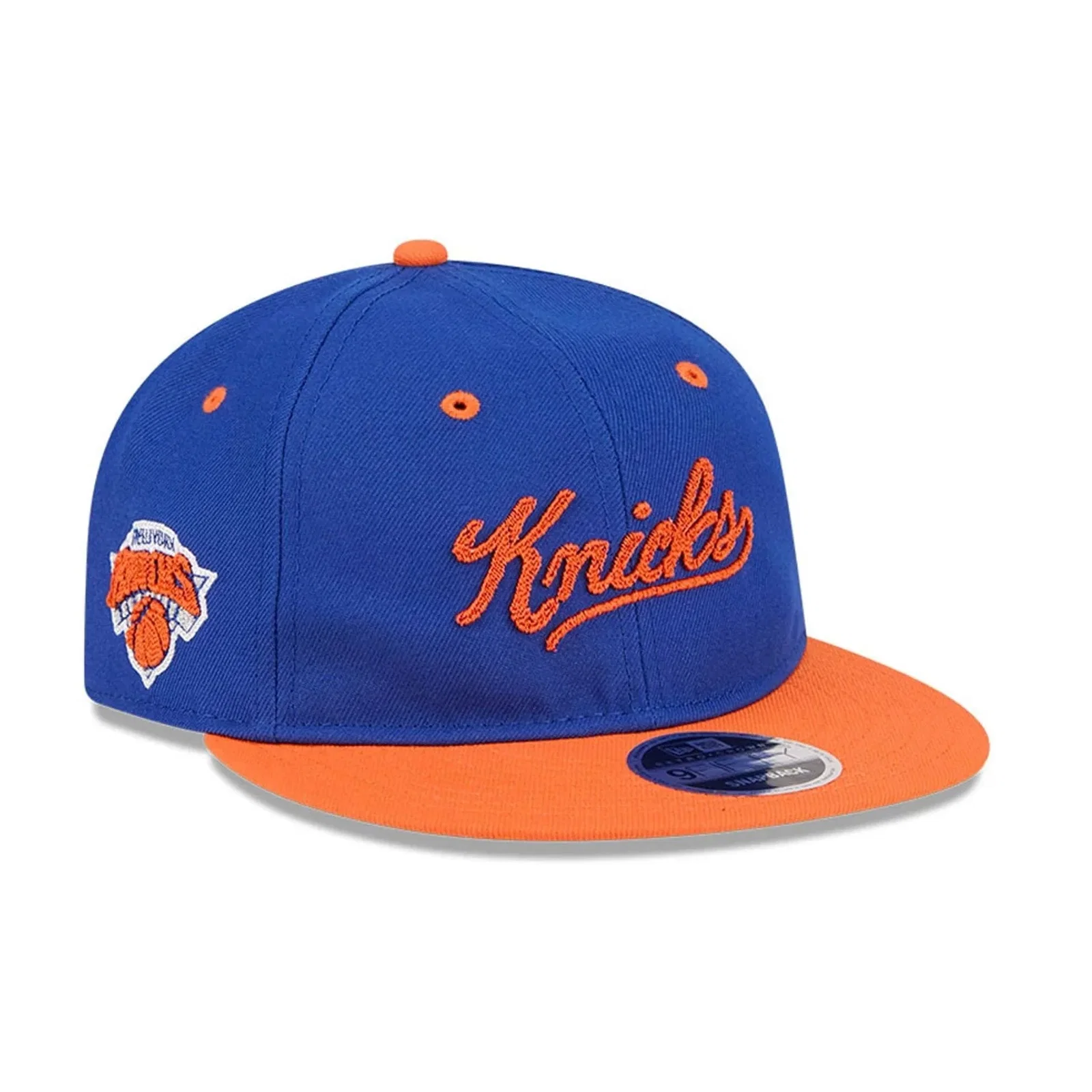 Image of New York Knicks NBA Chainstitch Script Blue Retro Crown 9FIFTY Adjustable Cap