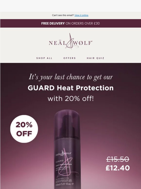 20% off our GUARD Heat Protection Spray 😍