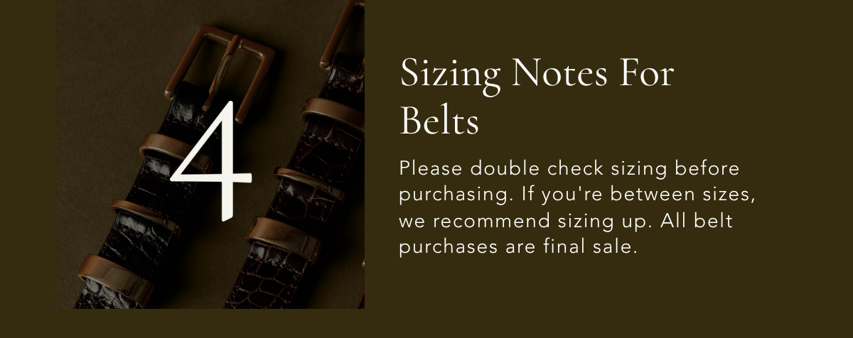 Sizing Notes For Belts