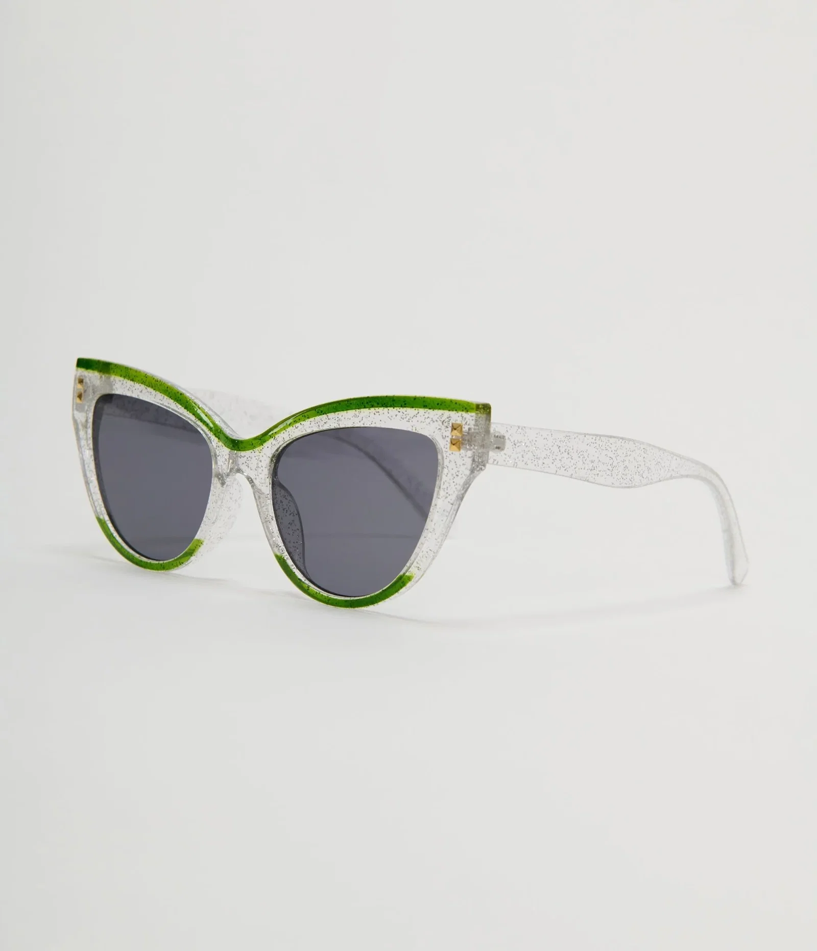 Image of Unique Vintage Green Transparent Cat Eye Sunglasses