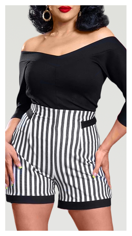 Black & White Stripe Cheeky Shorts