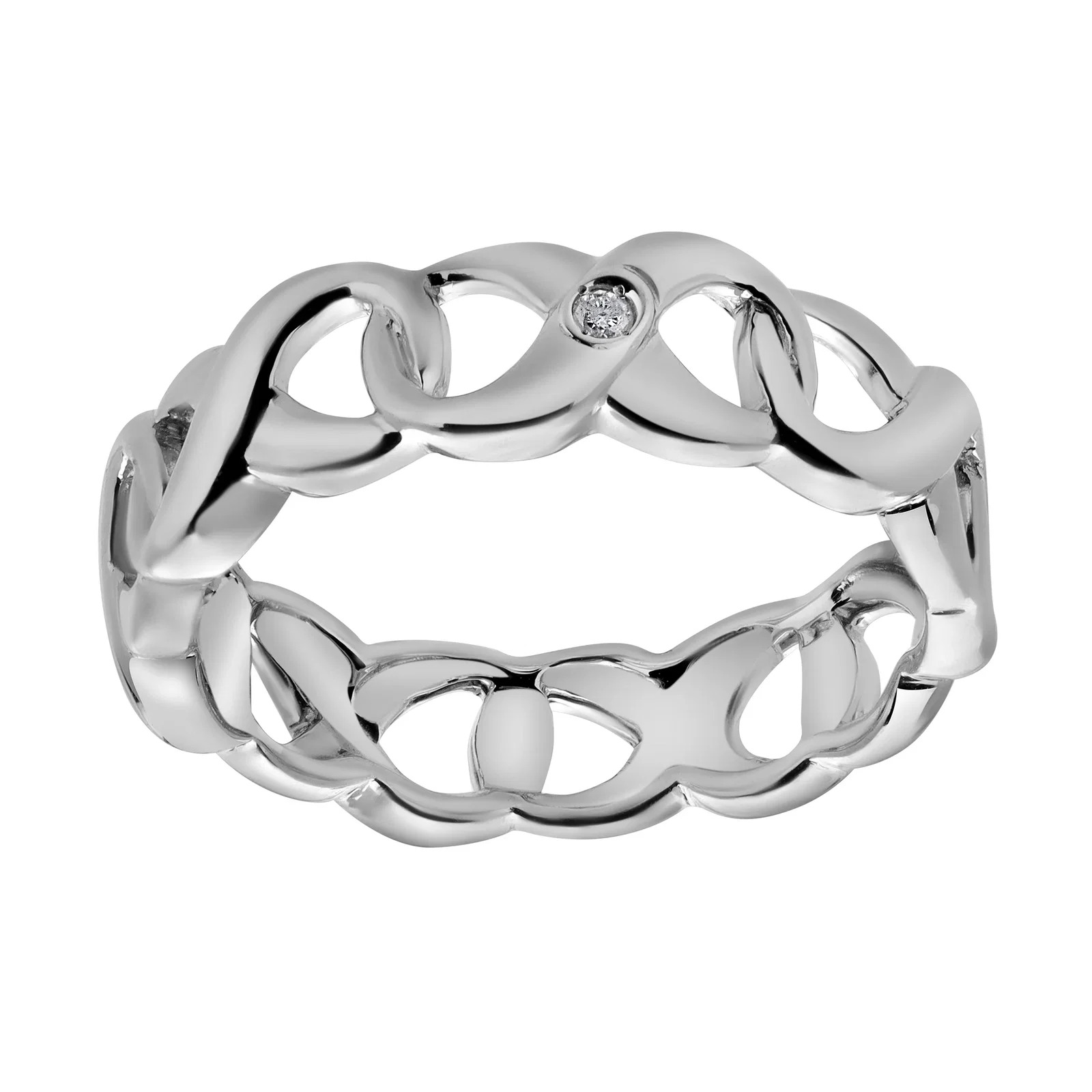 Image of Brielle 0.02 Ct Diamond Link Band Ring in 925 Sterling Silver