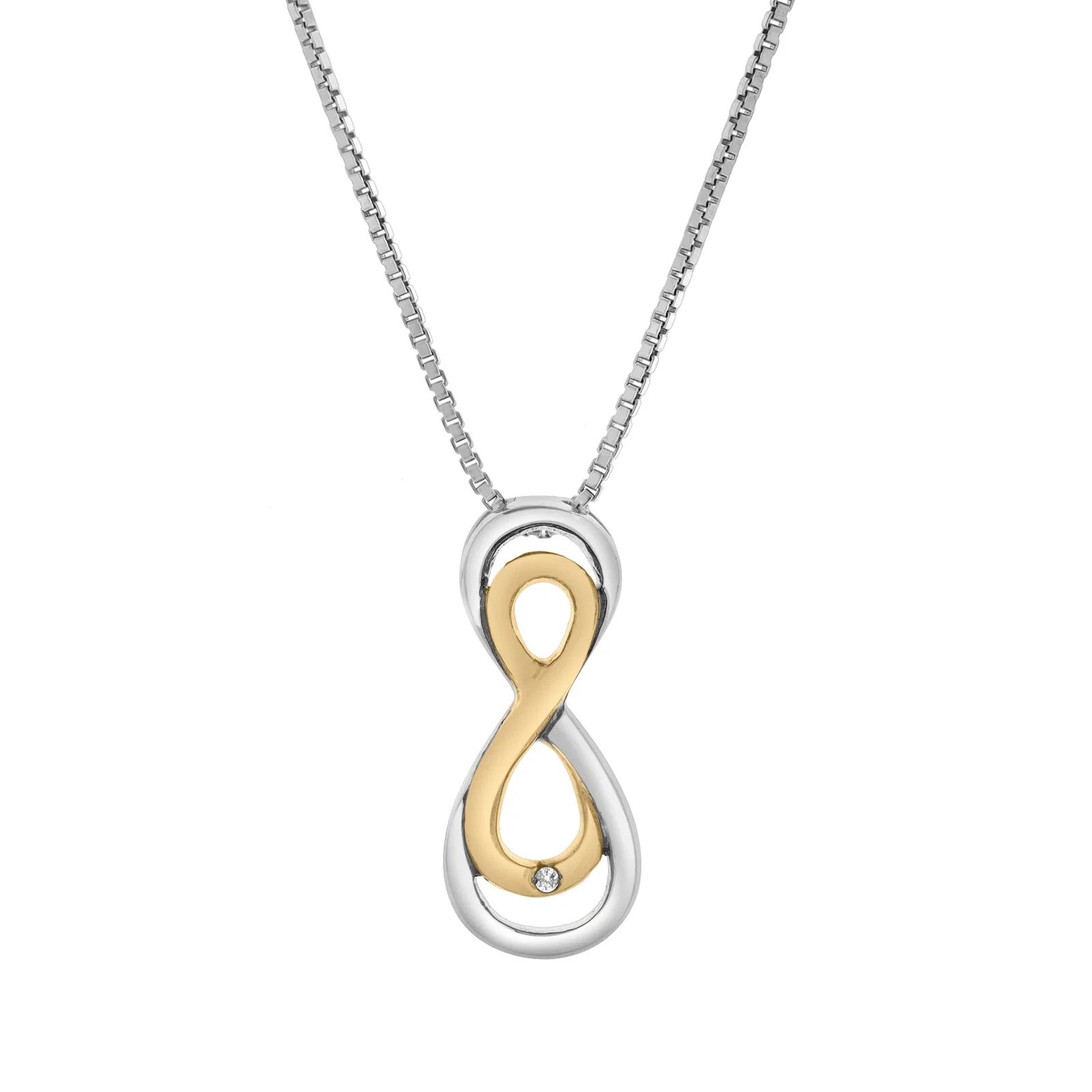 Image of Calirae 0.02 Ct Two Tone Diamond Infinity Necklace in 925 Sterling Silver